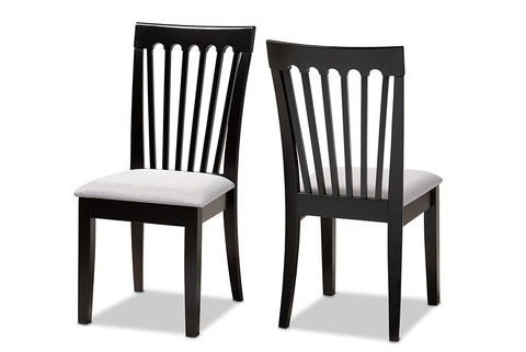 Baxton Studio Minette Modern and Contemporary Gray Fabric Upholstered and Espresso Brown Finished Wood 2-Piece Dining Chair Set