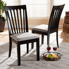Baxton Studio Minette Modern and Contemporary Gray Fabric Upholstered and Espresso Brown Finished Wood 2-Piece Dining Chair Set
