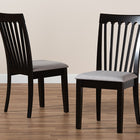 Baxton Studio Minette Modern and Contemporary Gray Fabric Upholstered and Espresso Brown Finished Wood 2-Piece Dining Chair Set