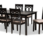 Baxton Studio Lenoir Modern and Contemporary Sand Fabric Upholstered Espresso Brown Finished Wood 7-Piece Dining Set