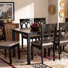 Baxton Studio Lenoir Modern and Contemporary Sand Fabric Upholstered Espresso Brown Finished Wood 7-Piece Dining Set