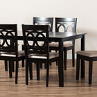 Baxton Studio Lenoir Modern and Contemporary Sand Fabric Upholstered Espresso Brown Finished Wood 7-Piece Dining Set