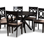 Baxton Studio Sanne Modern and Contemporary Sand Fabric Upholstered and Dark Brown Finished Wood 7-Piece Dining Set