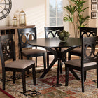 Baxton Studio Sanne Modern and Contemporary Sand Fabric Upholstered and Dark Brown Finished Wood 7-Piece Dining Set
