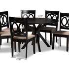 Baxton Studio Sanne Modern and Contemporary Sand Fabric Upholstered and Dark Brown Finished Wood 7-Piece Dining Set