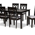 Baxton Studio Lenoir Modern and Contemporary Grey Fabric Upholstered Espresso Brown Finished Wood 7-Piece Dining Set