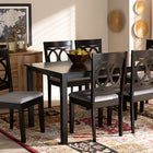 Baxton Studio Lenoir Modern and Contemporary Grey Fabric Upholstered Espresso Brown Finished Wood 7-Piece Dining Set