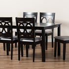 Baxton Studio Lenoir Modern and Contemporary Grey Fabric Upholstered Espresso Brown Finished Wood 7-Piece Dining Set