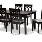 Baxton Studio Lenoir Modern and Contemporary Grey Fabric Upholstered Espresso Brown Finished Wood 7-Piece Dining Set