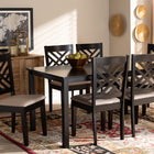 Baxton Studio Caron Modern and Contemporary Sand Fabric Upholstered Espresso Brown Finished Wood 7-Piece Dining Set