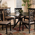 Baxton Studio Norah Modern and Contemporary Sand Fabric Upholstered and Dark Brown Finished Wood 7-Piece Dining Set