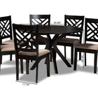 Baxton Studio Norah Modern and Contemporary Sand Fabric Upholstered and Dark Brown Finished Wood 7-Piece Dining Set