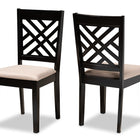Baxton Studio Caron Modern and Contemporary Sand Fabric Upholstered Espresso Brown Finished Wood 2-Piece Dining Chair Set Set