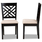 Baxton Studio Caron Modern and Contemporary Sand Fabric Upholstered Espresso Brown Finished Wood 2-Piece Dining Chair Set Set