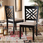 Baxton Studio Caron Modern and Contemporary Sand Fabric Upholstered Espresso Brown Finished Wood 2-Piece Dining Chair Set Set