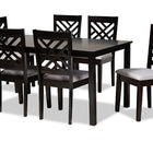 Baxton Studio Caron Modern and Contemporary Grey Fabric Upholstered Espresso Brown Finished Wood 7-Piece Dining Set