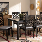 Baxton Studio Caron Modern and Contemporary Grey Fabric Upholstered Espresso Brown Finished Wood 7-Piece Dining Set