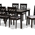 Baxton Studio Caron Modern and Contemporary Grey Fabric Upholstered Espresso Brown Finished Wood 7-Piece Dining Set