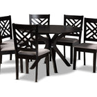 Baxton Studio Norah Modern and Contemporary Grey Fabric Upholstered and Dark Brown Finished Wood 7-Piece Dining Set