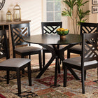 Baxton Studio Norah Modern and Contemporary Grey Fabric Upholstered and Dark Brown Finished Wood 7-Piece Dining Set