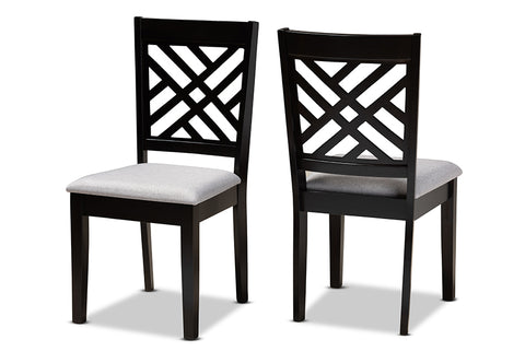 Baxton Studio Caron Modern and Contemporary Grey Fabric Upholstered Espresso Brown Finished Wood 2-Piece Dining Chair Set Set