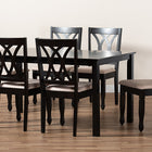 Baxton Studio Reneau Modern and Contemporary Sand Fabric Upholstered Espresso Brown Finished Wood 7-Piece Dining Set