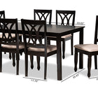 Baxton Studio Reneau Modern and Contemporary Sand Fabric Upholstered Espresso Brown Finished Wood 7-Piece Dining Set