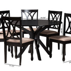 Baxton Studio Maya Modern Beige Fabric and Espresso Brown Finished Wood 7-Piece Dining Set