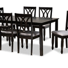 Baxton Studio Reneau Modern and Contemporary Grey Fabric Upholstered Espresso Brown Finished Wood 7-Piece Dining Set