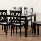 Baxton Studio Reneau Modern and Contemporary Grey Fabric Upholstered Espresso Brown Finished Wood 7-Piece Dining Set