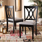 Baxton Studio Reneau Modern and Contemporary Grey Fabric Upholstered Espresso Brown Finished Wood 2-Piece Dining Chair Set Set