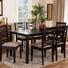 Baxton Studio Lanier Modern and Contemporary Sand Fabric Upholstered Dark Brown Finished Wood 7-Piece Dining Set
