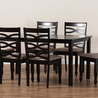 Baxton Studio Lanier Modern and Contemporary Sand Fabric Upholstered Dark Brown Finished Wood 7-Piece Dining Set