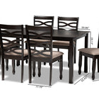 Baxton Studio Lanier Modern and Contemporary Sand Fabric Upholstered Dark Brown Finished Wood 7-Piece Dining Set