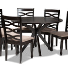 Baxton Studio Mila Modern and Contemporary Sand Fabric Upholstered Dark Brown Finished Wood 7-Piece Dining Set