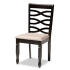 Baxton Studio Mila Modern and Contemporary Sand Fabric Upholstered Dark Brown Finished Wood 7-Piece Dining Set