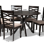 Baxton Studio Mila Modern and Contemporary Sand Fabric Upholstered Dark Brown Finished Wood 7-Piece Dining Set