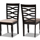 Baxton Studio Lanier Modern and Contemporary Sand Fabric Upholstered Dark Brown Finished 2-Piece Wood Dining Chair Set