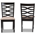 Baxton Studio Lanier Modern and Contemporary Sand Fabric Upholstered Dark Brown Finished 2-Piece Wood Dining Chair Set