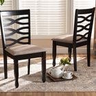 Baxton Studio Lanier Modern and Contemporary Sand Fabric Upholstered Dark Brown Finished 2-Piece Wood Dining Chair Set