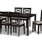 Baxton Studio Lanier Modern and Contemporary Grey Fabric Upholstered and Dark Brown Finished Wood 7-Piece Dining Set