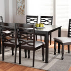 Baxton Studio Lanier Modern and Contemporary Grey Fabric Upholstered and Dark Brown Finished Wood 7-Piece Dining Set