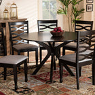 Baxton Studio Mila Modern and Contemporary Grey Fabric Upholstered and Dark Brown Finished Wood 7-Piece Dining Set