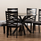 Baxton Studio Mila Modern and Contemporary Grey Fabric Upholstered and Dark Brown Finished Wood 7-Piece Dining Set