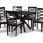 Baxton Studio Mila Modern and Contemporary Grey Fabric Upholstered and Dark Brown Finished Wood 7-Piece Dining Set