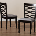 Baxton Studio Lanier Modern and Contemporary Grey Fabric Upholstered Espresso Brown Finished Wood 2-Piece Dining Chair Set