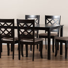 Baxton Studio Verner Modern and Contemporary Sand Fabric Upholstered Dark Brown Finished 7-Piece Wood Dining Set