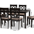 Baxton Studio Verner Modern and Contemporary Sand Fabric Upholstered Dark Brown Finished 7-Piece Wood Dining Set
