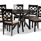 Baxton Studio Jana Modern and Contemporary Sand Fabric Upholstered and Dark Brown Finished Wood 7-Piece Dining Set