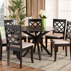 Baxton Studio Jana Modern and Contemporary Sand Fabric Upholstered and Dark Brown Finished Wood 7-Piece Dining Set